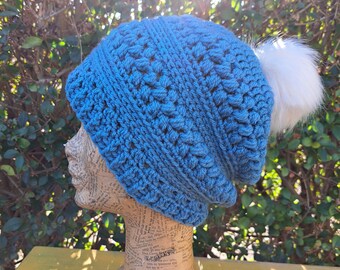 Soft Slouch Bobble Hat, Pompom Hat, Crochet Hat, Unisex Hat, Dreadlock Slouch Beanie Hat