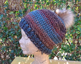 Soft Slouch Bobble Hat, Pompom Hat, Crochet Hat, Unisex Hat, Dreadlock Slouch Beanie Hat