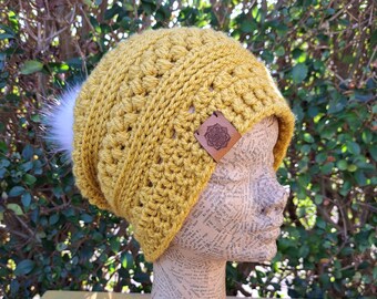 Soft Slouch Bobble Hat, Pompom Hat, Crochet Hat, Unisex Hat, Dreadlock Slouch Beanie Hat