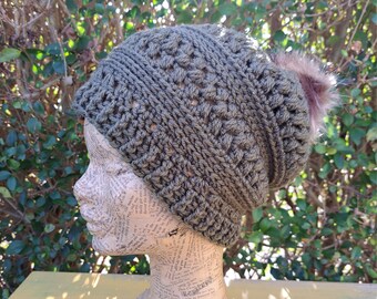 Soft Slouch Bobble Hat, Pompom Hat, Crochet Hat, Unisex Hat, Dreadlock Slouch Beanie Hat