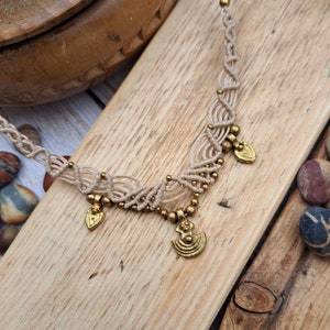 Boho Charm Macrame Necklace, &#39;Cleo&#39; Macrame Pendant, Gemstone, Crystal Jewellery