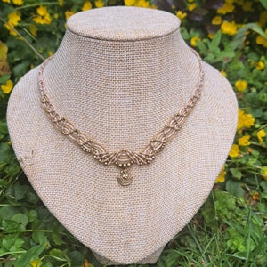 Boho Charm Macrame Necklace, Macrame Pendant, Gemstone, Crystal Jewellery
