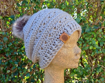 Soft Slouch Bobble Hat, Pompom Hat, Crochet Hat, Unisex Hat, Dreadlock Slouch Beanie Hat