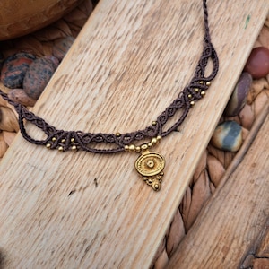 Boho Charm Macrame Necklace, &#39;Elora&#39; Macrame Pendant, Gemstone, Crystal Jewellery