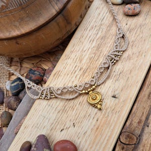 Boho Charm Macrame Necklace, &#39;Elora&#39; Macrame Pendant, Gemstone, Crystal Jewellery