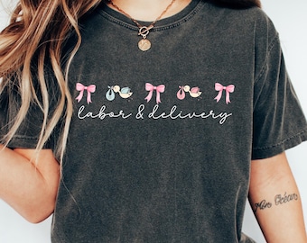 Sudadera Coquette para Unidad de Parto y Alumbramiento, Camiseta de Enfermera de Obstetricia y Ginecología, Camiseta de Cuello Redondo para Enfermera de Parto y Ginecología, Regalo para la Madre Enfermera de Bebé, Conjunto de Enfermera de Parto