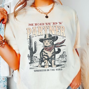 Meowdy Partner Cowboy Cat Shirt, Retro Cowboy Shirt, Funny Cowboy Cat Shirt, Howdy Cowgirl T-Shirt, Western Cat Shirt, Cat Lover Gift