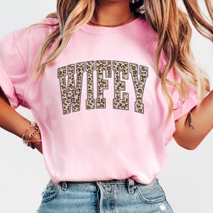 Retro Comfort Leopard Wifey Shirt, Bridal Shower Gift, Honeymoon T Shirt, Bride Honeymoon Shirt, Wife Sweatshirt