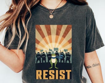 Maglietta Portland Frog Resist, maglietta anti-ICE, maglietta Portland Frog Protester, maglione di protesta, maglietta anti-establishment, maglietta umoristica sulla resistenza