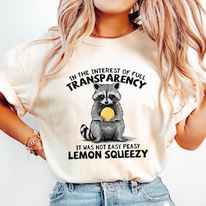 Comfort In The Interest Of Full Transparency It Was Not Easy Peasy Lemon Squeezy Shirt, Funny Raccoon Sweatshirt, Retro Meme Shirt For Women