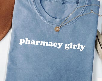 Camiseta cómoda de farmacia para chica, regalo para farmacéutico, camiseta retro de farmacéutico, camiseta de estudiante de farmacia, sudadera divertida de atención médica