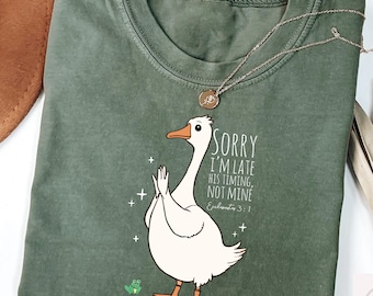 Sorry, ik ben laat bijbelvers shirt, grappige late kerk tshirt, Daisy Flower schattig religieus T-shirt, grappig minimalistisch shirt, Silly Goose Sweatshirt