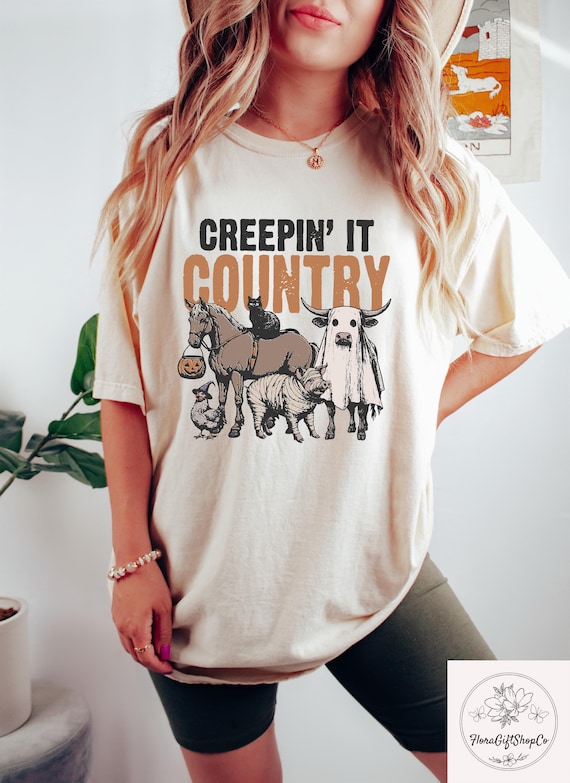 Creeping It Country Shirt, Western Halloween Skeleton Rider Shirt, Halloween Heifer Tee, Country Halloween Skeleton Sweater, Halloween Gift
