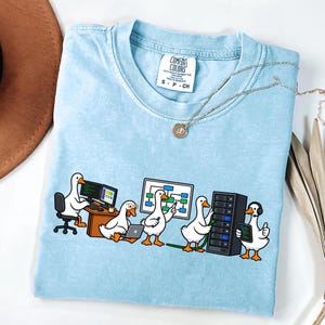 Comfort Colors® Funny IT Support Geese Shirt, Computer Network System Administrator Tech Tee, Cybersecurity Programmer Coder Server Graphic