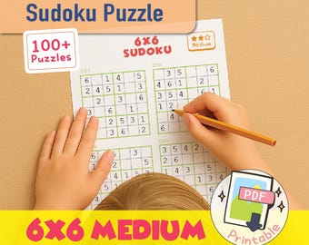 6x6 Sudoku Puzzle Pack – 108 Medium Puzzles (Digital Download)