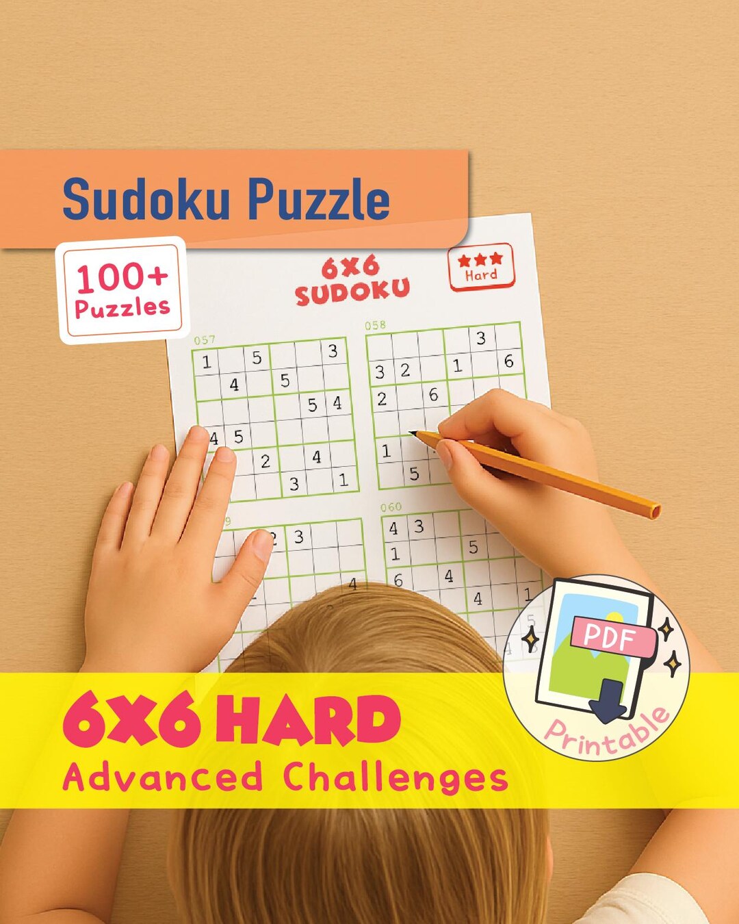 Hard 6x6 Sudoku Puzzle Pack – Printable Brain Teaser (PDF Download) - Etsy