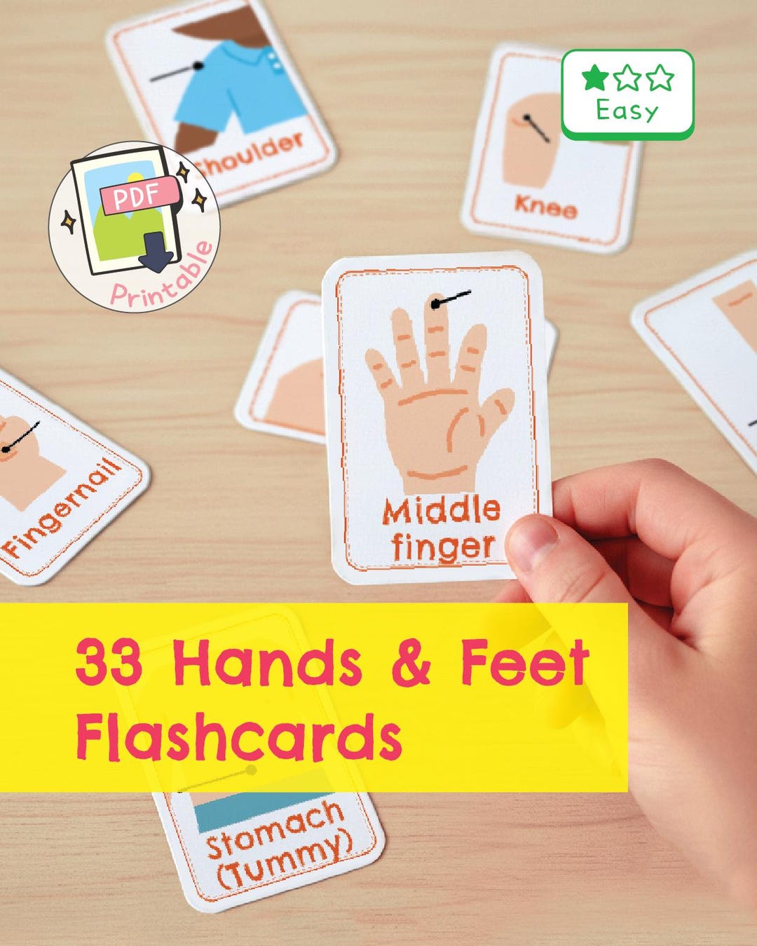 Touch Toes Visual Card Hands & Feet Flash Cards|learn Fingers, Toes and Limbs Easily ...