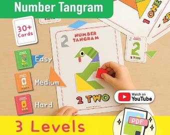 Number Tangram Puzzle: STEM & Montessori Kids Learning Game (Digital PDF Download)