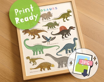 Dinosaur Poster: Educational Prehistoric Wall Art for Kids (Digital Download)
