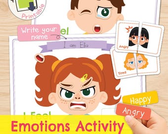 Emotions Activity | Mix & Match Face Parts | Emotion Puzzle Cards | Social Emotional Learning | Printable PDF