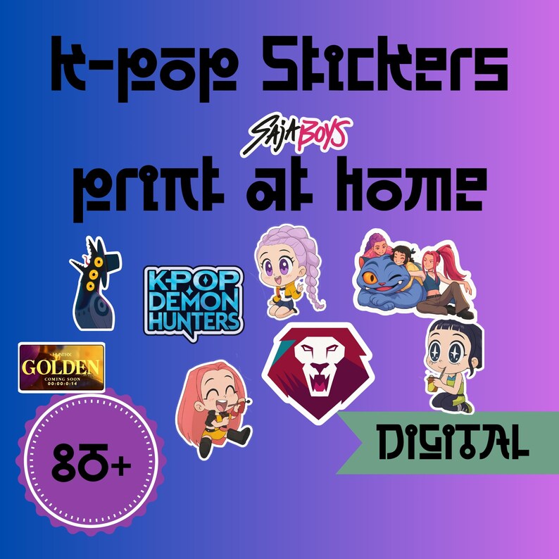 KPOP Demon Hunters Sticker Bundle | 80 Dynamic Designs | Huntrix X Saja ...