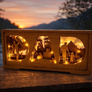 Personalized Dad Light Box – LED Layered Wood Shadow Box – Father’s Day Gift – Wooden Dad Lamp – Dad Night Light – Dad Gift from Kids