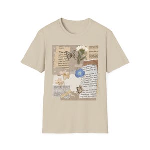 Whimsical Floral Collage T-Shirt: Vintage Aesthetic, Boho Fashion, Casual Wear, Gift for Her or Him, Spring Style