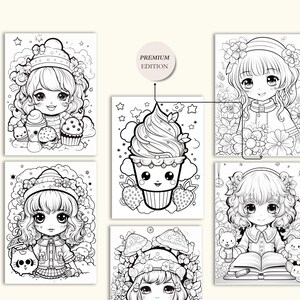 Cute Kawaii Coloring Book for Kids and Adults | Printable Digital Coloring Pages | Fun and Relaxing Kawaii Doodles for Stress Relief