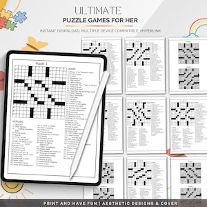 Puzzle Games Printable Bundle, Fun Brain Teasers and Word Puzzles for All Ages, Instant Download Activity Sheets for Family and Parties