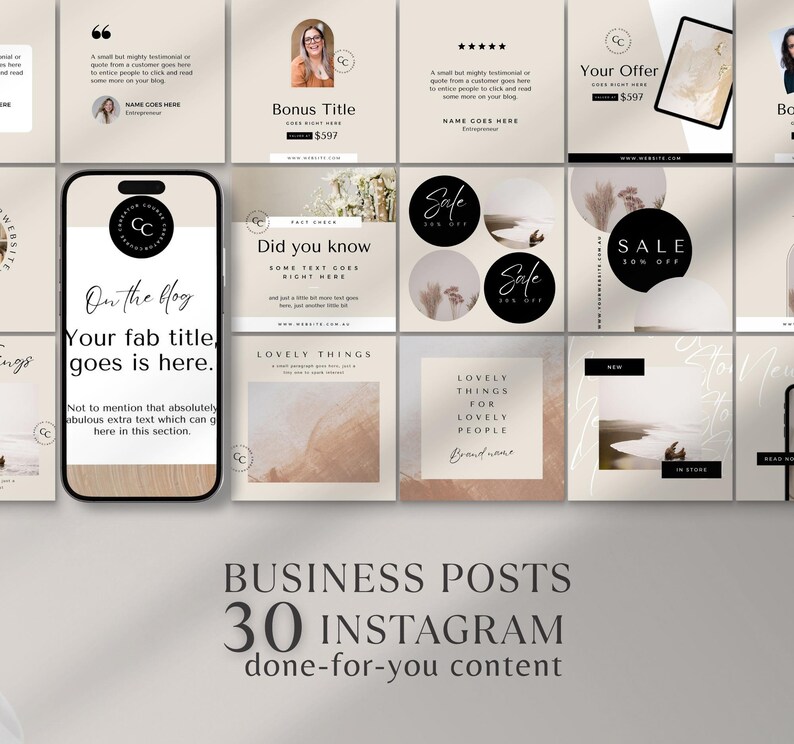 Business Instagram Post Template Bundle | Editable Canva Social Media Templates for Entrepreneurs, Coaches & Small Businesses