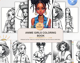 Anime Girls Coloring Book: 30 Printable Pages for Teens & Adults (PDF Download)