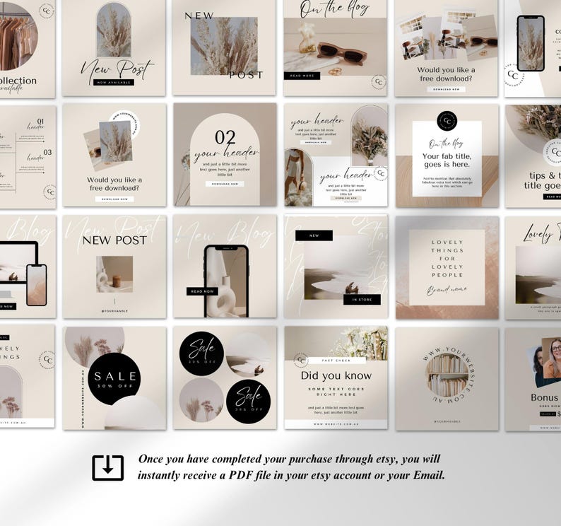 Business Instagram Post Template Bundle | Editable Canva Social Media Templates for Entrepreneurs, Coaches & Small Businesses