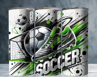 Soccer Tumbler Wrap PNG: 20oz Skinny Sublimation Design (Digital Download)