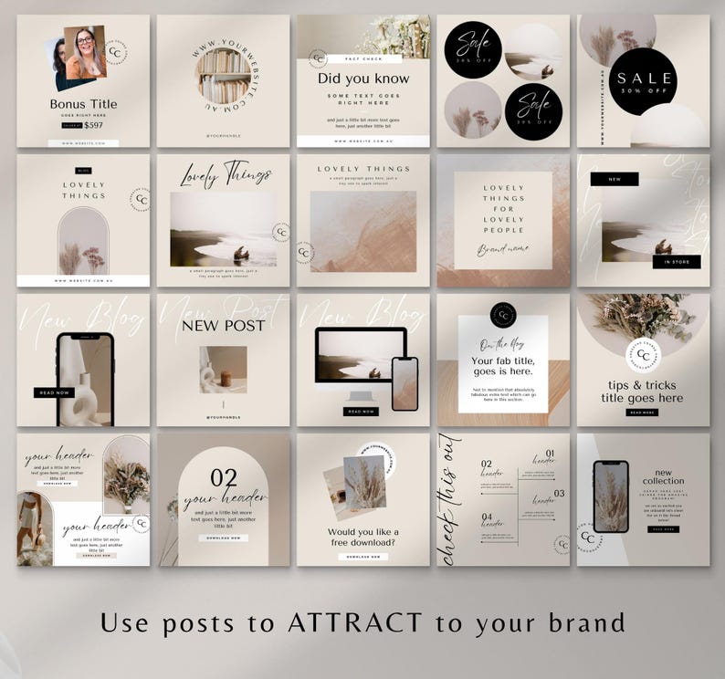 Business Instagram Post Template Bundle | Editable Canva Social Media Templates for Entrepreneurs, Coaches & Small Businesses