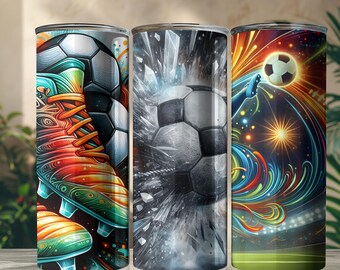 Set of 3 Football Tumbler Wraps | Sports Drinkware Bundle | Football Fan Cup Designs | 20oz Skinny PNG Set | Digital Download