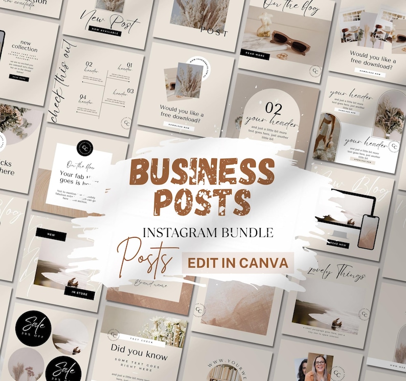 Business Instagram Post Template Bundle | Editable Canva Social Media Templates for Entrepreneurs, Coaches & Small Businesses