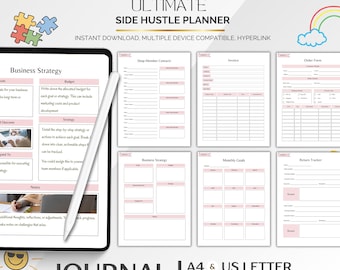 Side Hustle Planner, Business Goal Tracker, Income Tracker (Digital Download)