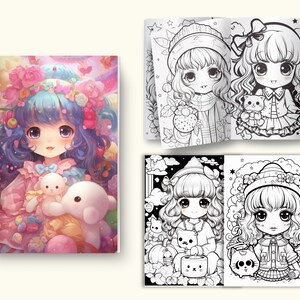 Cute Kawaii Coloring Book for Kids and Adults | Printable Digital Coloring Pages | Fun and Relaxing Kawaii Doodles for Stress Relief