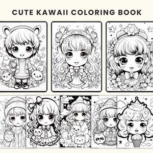 Cute Kawaii Coloring Book for Kids and Adults | Printable Digital Coloring Pages | Fun and Relaxing Kawaii Doodles for Stress Relief