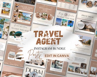 Modelli di post Instagram per agenti di viaggio: kit per social media Canva (download digitale)