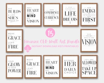 Pacote de Arte de Parede para CEOs Femininas | 15 Impressões Inspiradoras para Mulheres Empreendedoras | Decoração para Escritório de Chefes | Download Digital
