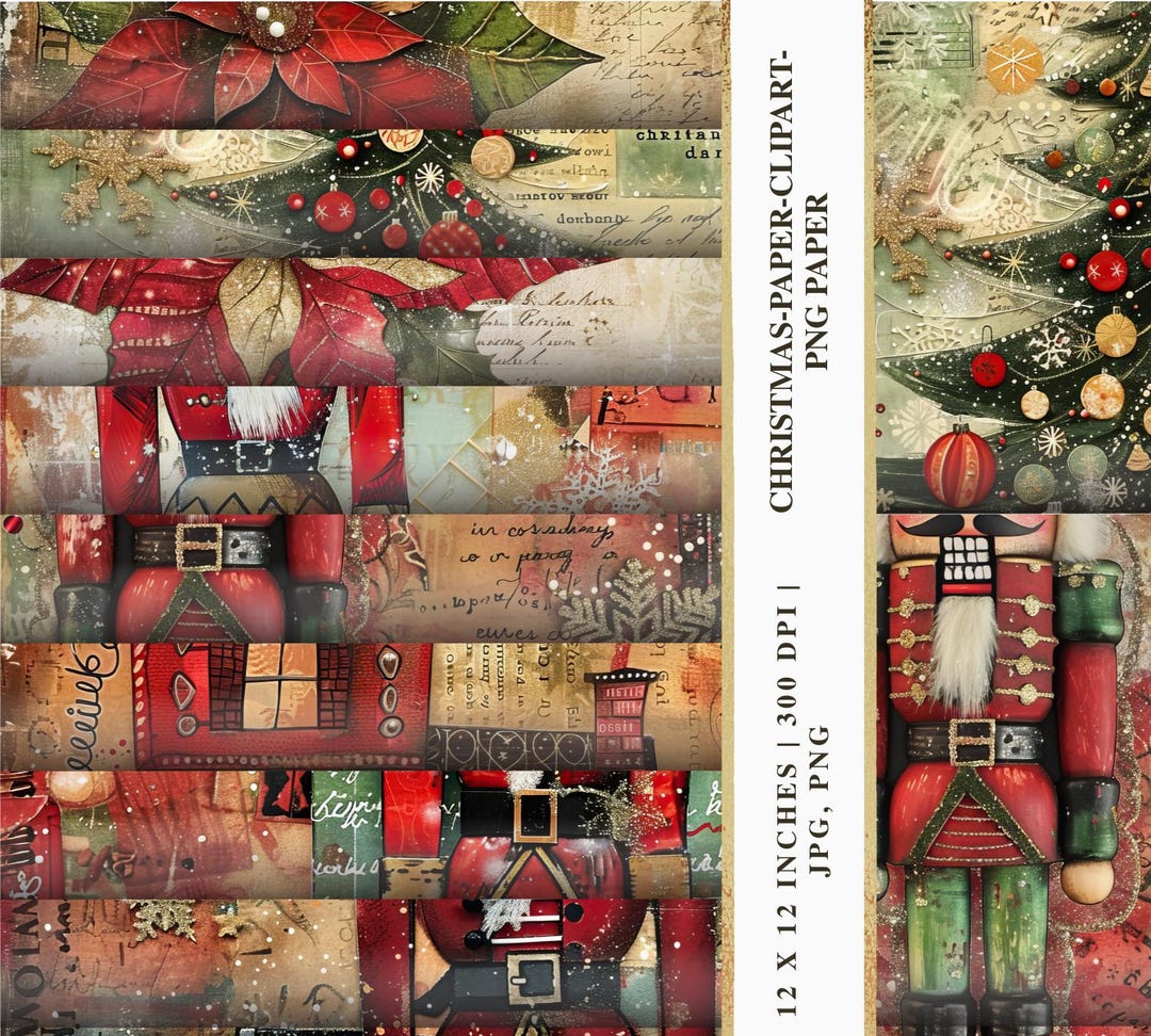 Vintage Christmas Junk Journal Paper: Holiday Ephemera Kit (PDF/PNG ...