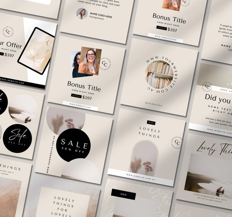 Business Instagram Post Template Bundle | Editable Canva Social Media Templates for Entrepreneurs, Coaches & Small Businesses