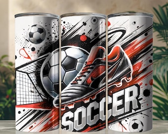 Red Dynastic Soccer Tumbler Wrap PNG: 20oz Skinny Sublimation Design (Digital Download)