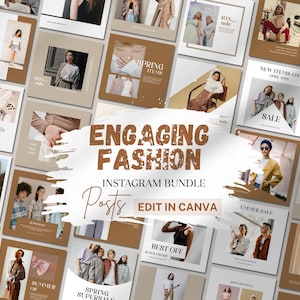 36 Instagram Post Template, Editable Canva Social Media Pack, Modern Instagram Templates for Business, Digital Download