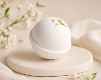 Snow Bloom Bath Bomb | Coconut Milk, Jasmine Petals and Soft Creamy Fizz