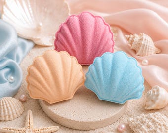 Shell Bath Bomb Trio | Coastal Pastel Bath Treats, Self-Care Gift