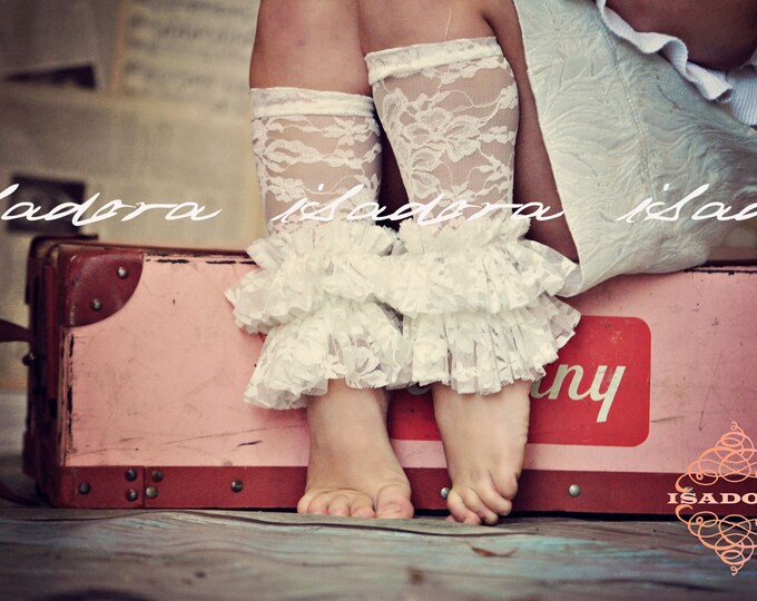 Girls Lace Ruffle Leg Warmers in Ivory Etsy