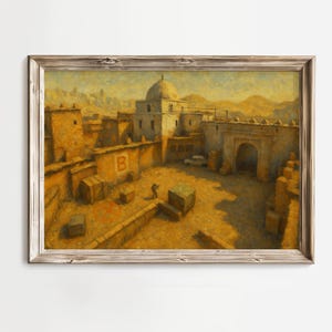 Dust 2 B-locatie landschapsolieverfschilderij CS2 | CSGO-merchandise | Counterstrike 2 | CS2-gamingposter | Counter Strike-kunst | Gamercadeau | Stof 2-kaart