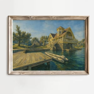 Pintura al óleo de paisaje de lago CS2 / Merchandising de CSGO / Counter-Strike 2 / Póster de juegos de CS2 / Arte de Counter-Strike / Regalo de jugador / Mapa del lago